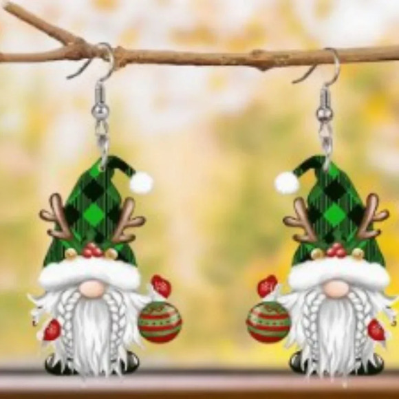 Charming Christmas Antler Dwarf Acrylic Earrings - Perfect Holidays Christmas - Picture 3 of 6